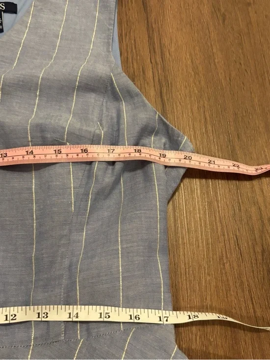 Chaps Silver Chambray Metallic Striped Sleeveless Dress - Picture 11 of 12